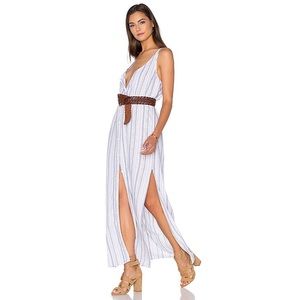 Bella Dahl Button Front Linen Stripe Maxi Dress